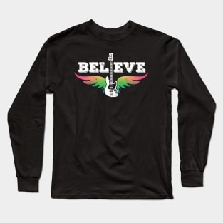 Believe Colorful Guitar J-Style Bass Guitar Long Sleeve T-Shirt